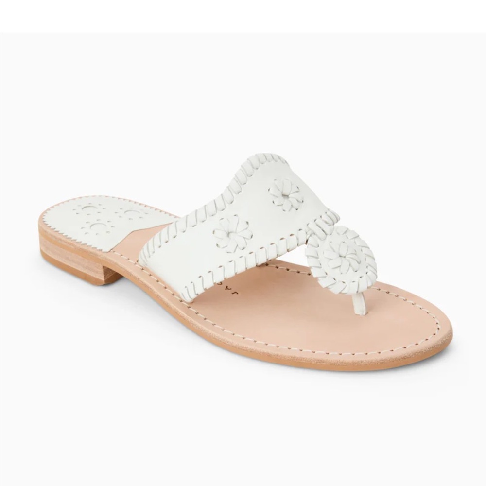 Jack Rogers White Leather Flat Sandal